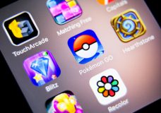 La Habra, United States - July 12, 2016: Macro closeup image of pokemon go game app icon among other icons on an iphone smartphone device. Pokemon Go is a popular virtual reality game for mobile devices.